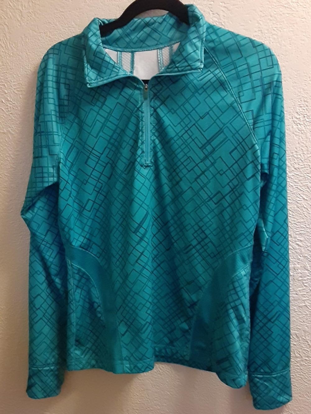 Women's Tek Gear Teal Geometric Half-Zip Long-Sleeve Top